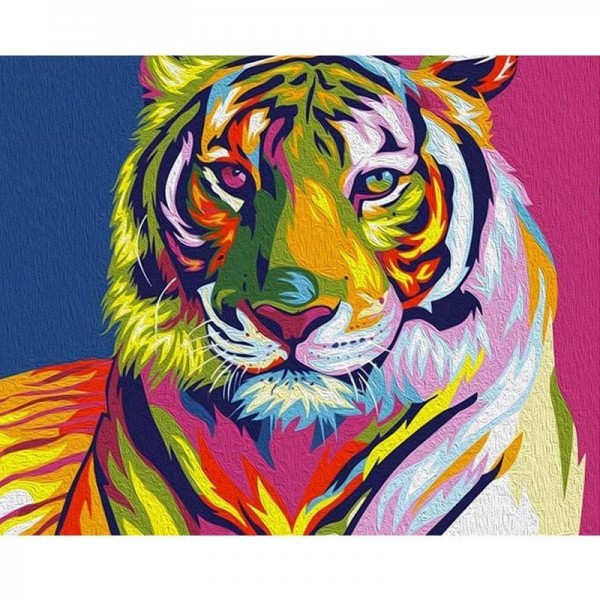 Färgglad tiger - Måla efter nummer
