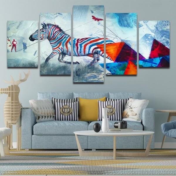 Färggrik zebra-konst | 5 delar