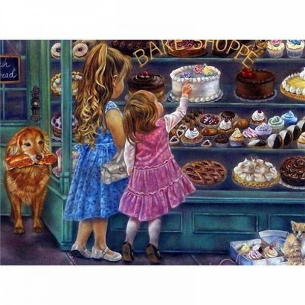 Flickor i godisaffär