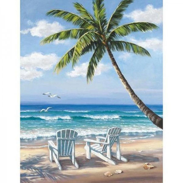 Strand med palmträd