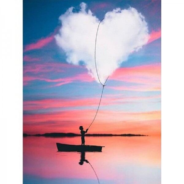 Hjärtmoln över sjö