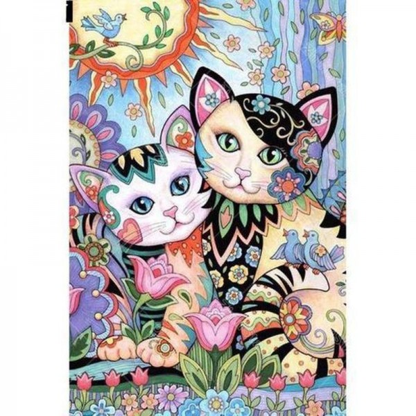 Katter i detaljrik teckning