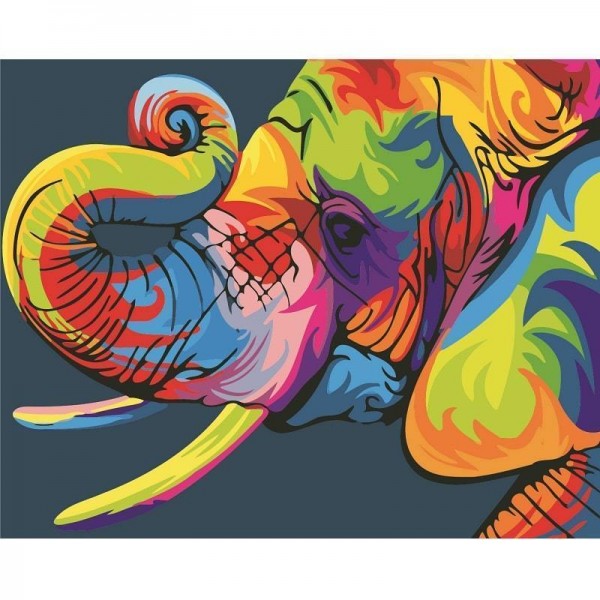Färgglad elefant | Måla efter nummer