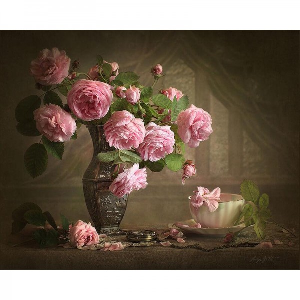 Rosa rosor | Måla efter nummer