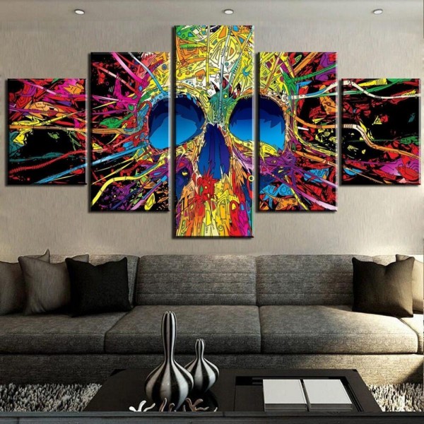 Dödskalle med mycket färg | 5 delar