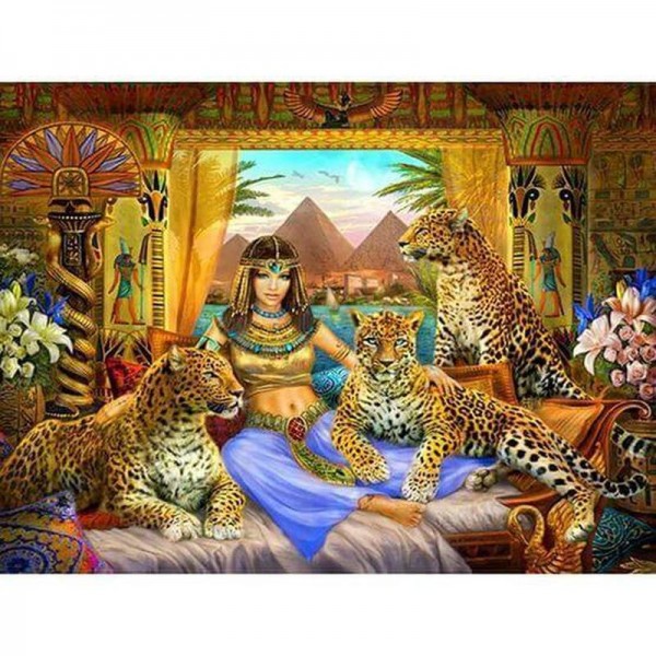 Cleopatra med leoparder