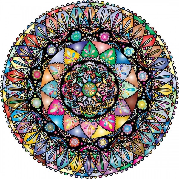 Mandala-multifärgad rund